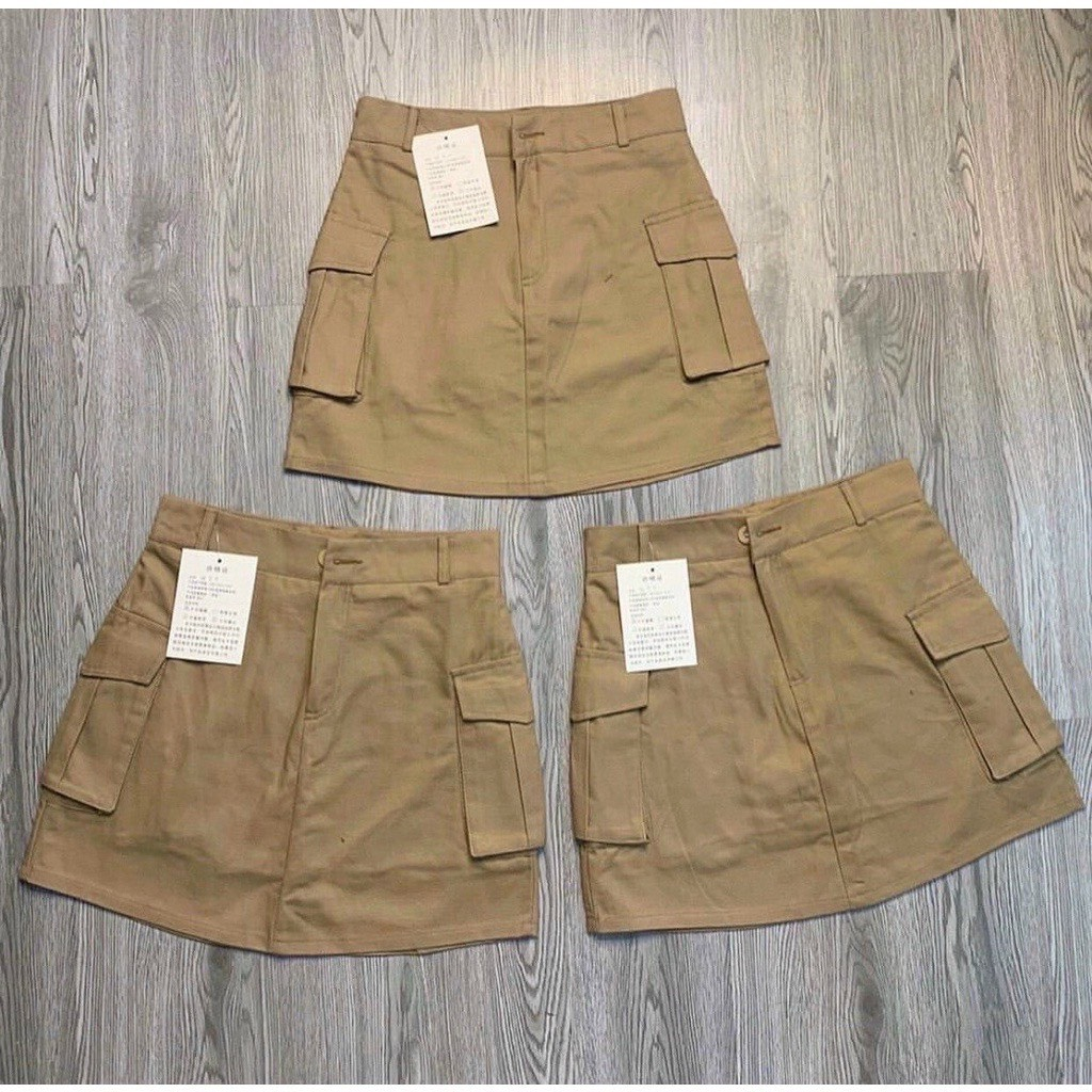 Chân Váy Kaki Chữ A Túi Hộp Có Quần Lót Bên Trong Sang Chảnh MSP LACO144