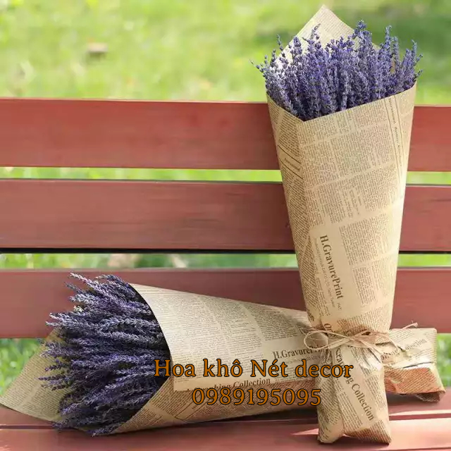 Bó hoa Lavender oải hương bó giấy gói làm quà tặng