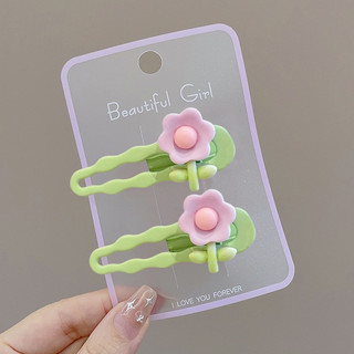 Set kẹp tóc bông hoa bằng kim loại, màu sắc pastel ngọt ngào