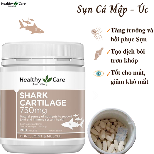 Viên Sụn Cá Mập Healthy Care Shark Cartilage 750mg 200 viên