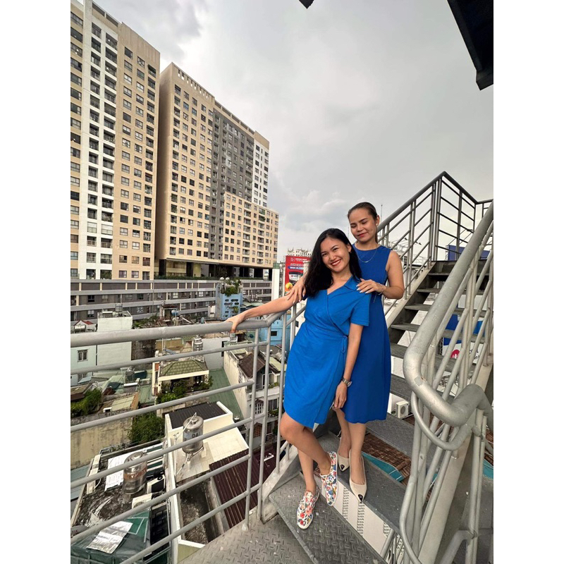Đầm thun da cá buộc vạt hãng L@scote
