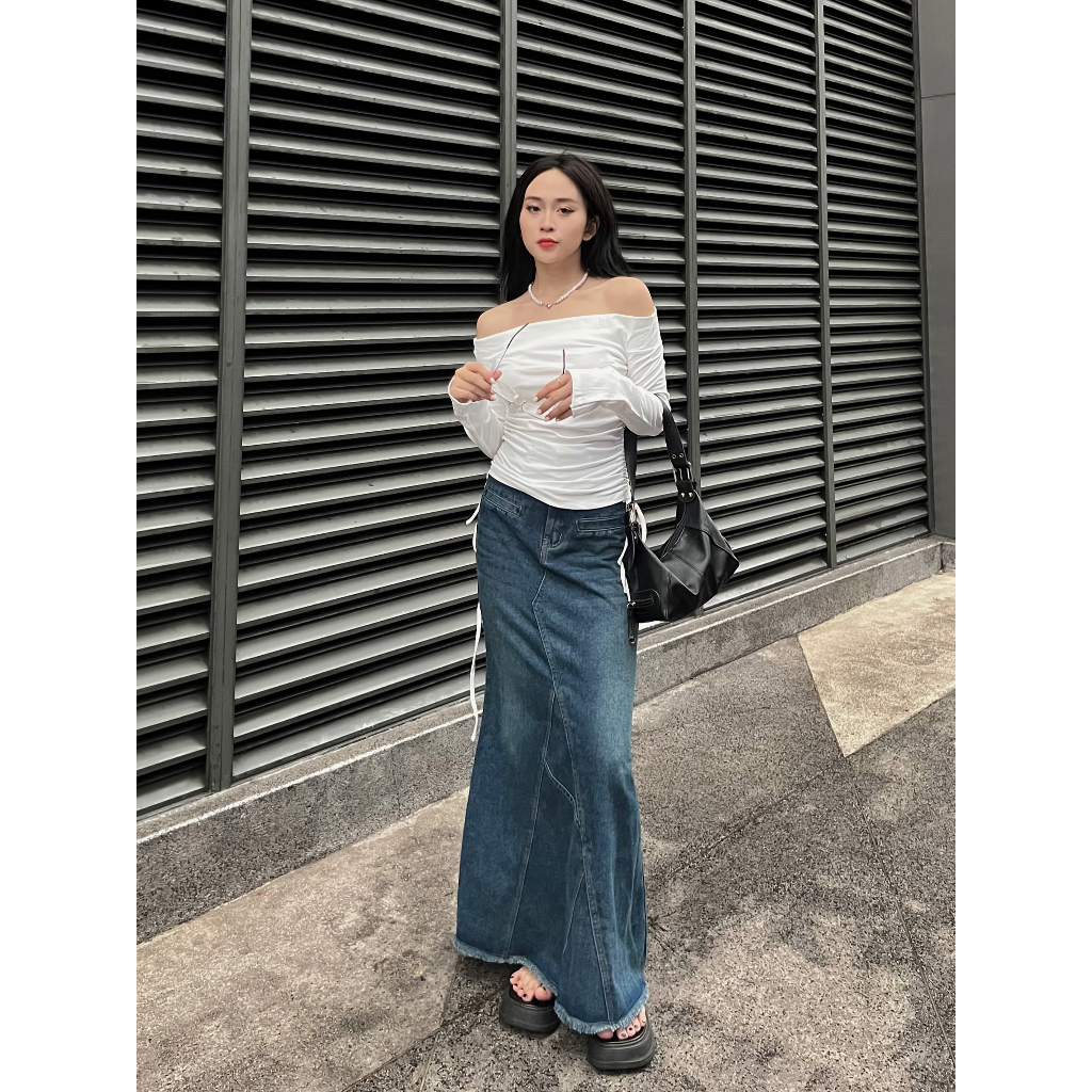 Áo thun dài tay vai kiểu dây rút 2 bên - 247store.vn - A286/P4K5