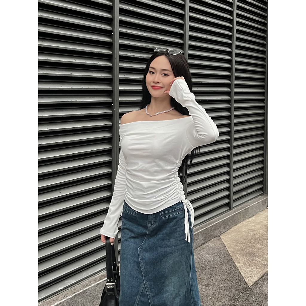 Áo thun dài tay vai kiểu dây rút 2 bên - 247store.vn - A286/P4K5