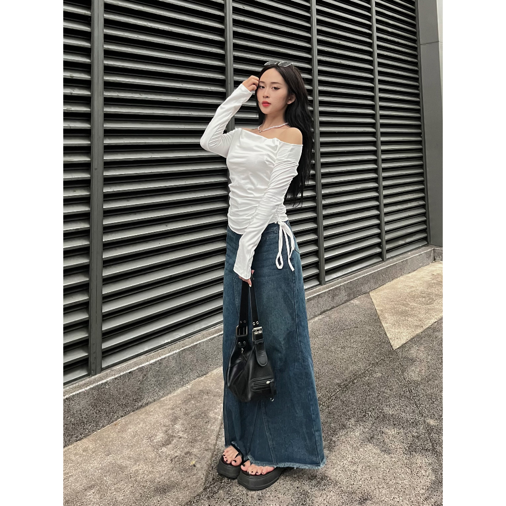 Áo thun dài tay vai kiểu dây rút 2 bên - 247store.vn - A286/P4K5