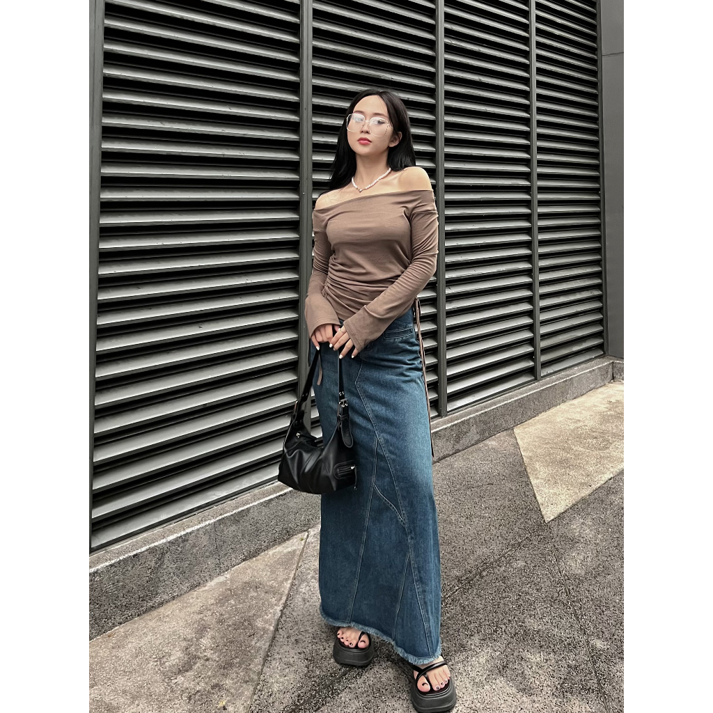 Áo thun dài tay vai kiểu dây rút 2 bên - 247store.vn - A286/P4K5