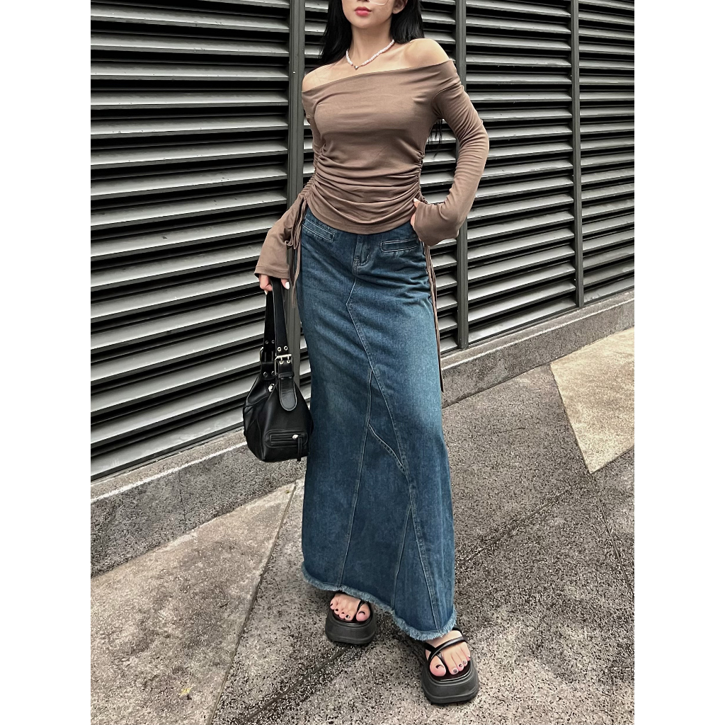 Áo thun dài tay vai kiểu dây rút 2 bên - 247store.vn - A286/P4K5