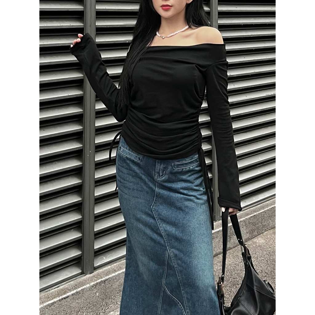 Áo thun dài tay vai kiểu dây rút 2 bên - 247store.vn - A286/P4K5