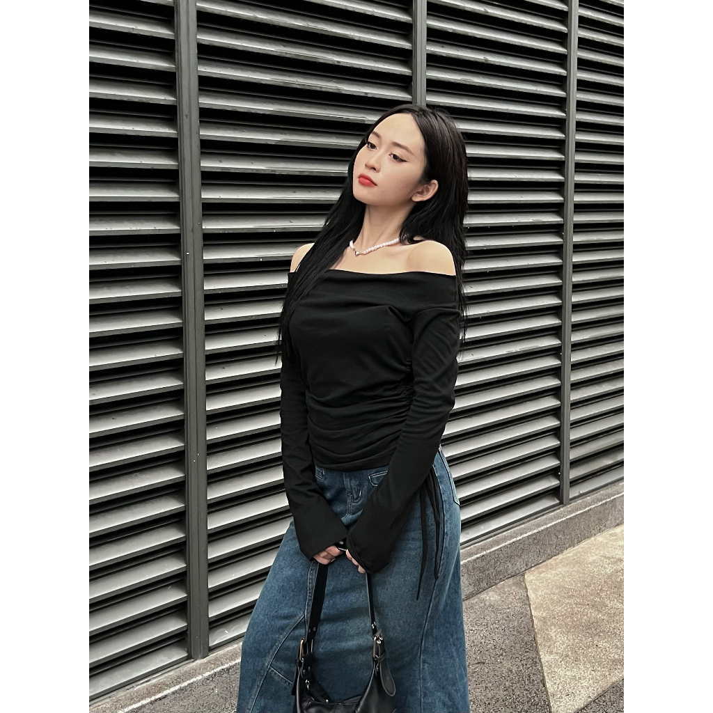 Áo thun dài tay vai kiểu dây rút 2 bên - 247store.vn - A286/P4K5