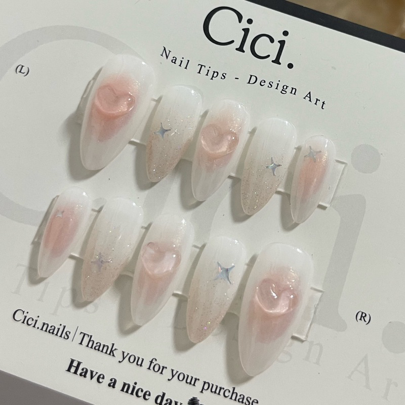 🌷CICI.NAILBOX🌷Móng Giả Thiết Kế Ombre Nhũ Hồng Xinh Lung Linh