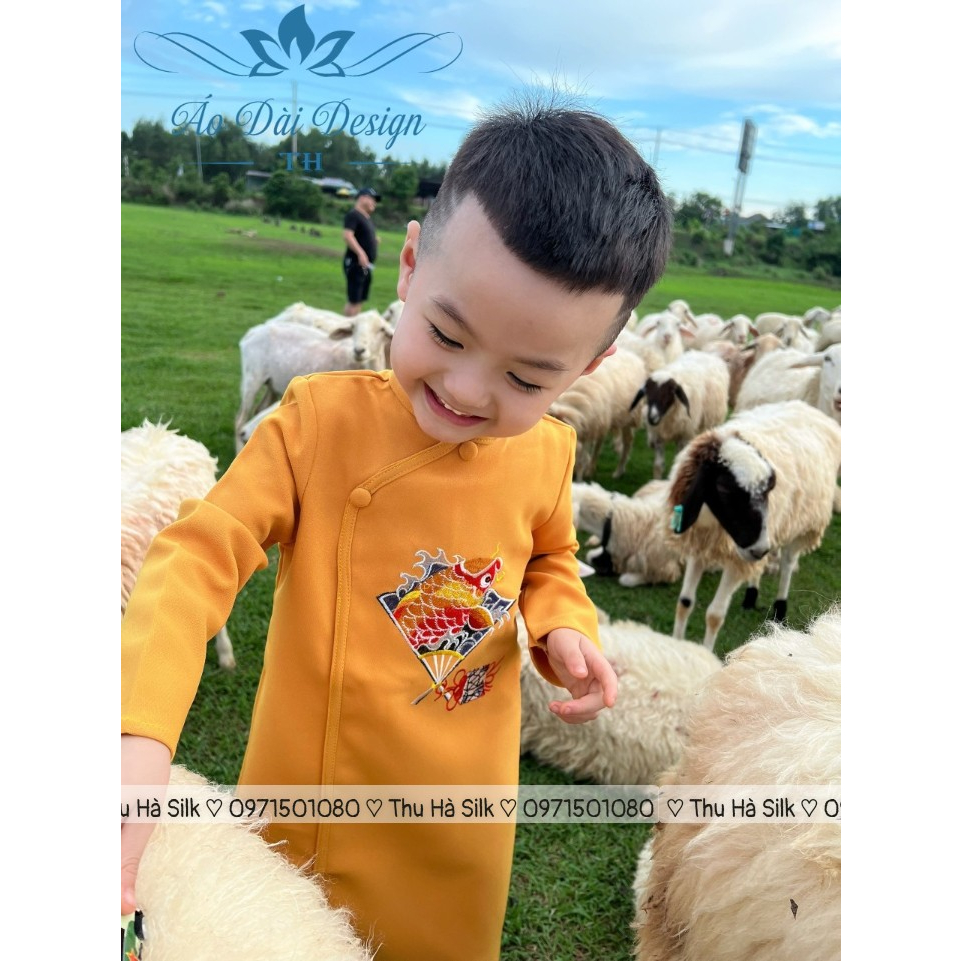 Áo dài cách tân bé trai  - vải vintex - họa tiết thêu cao cấp - 3 màu - Áo Dài An Nhiên - AN15