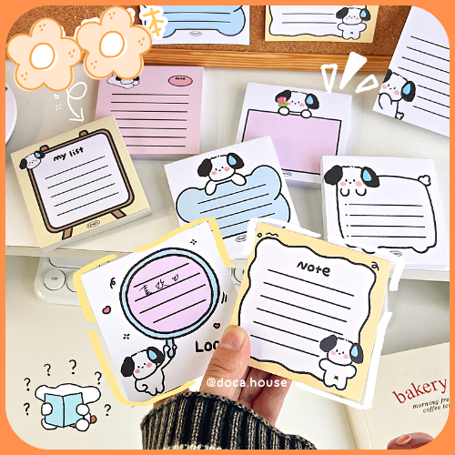 Giấy Ghi Chú, Giấy Note Vuông Họa Tiết Cún Xinh Dễ Thương Không Keo Dính Có Thể Xé Được Dành Cho Học Sinh Sinh Viên