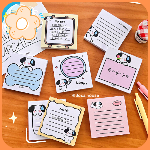 Giấy Ghi Chú, Giấy Note Vuông Họa Tiết Cún Xinh Dễ Thương Không Keo Dính Có Thể Xé Được Dành Cho Học Sinh Sinh Viên