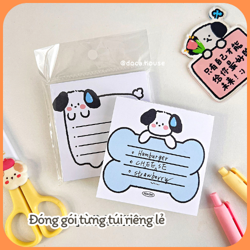 Giấy Ghi Chú, Giấy Note Vuông Họa Tiết Cún Xinh Dễ Thương Không Keo Dính Có Thể Xé Được Dành Cho Học Sinh Sinh Viên
