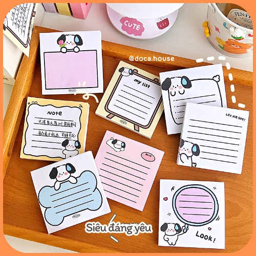 Giấy Ghi Chú, Giấy Note Vuông Họa Tiết Cún Xinh Dễ Thương Không Keo Dính Có Thể Xé Được Dành Cho Học Sinh Sinh Viên