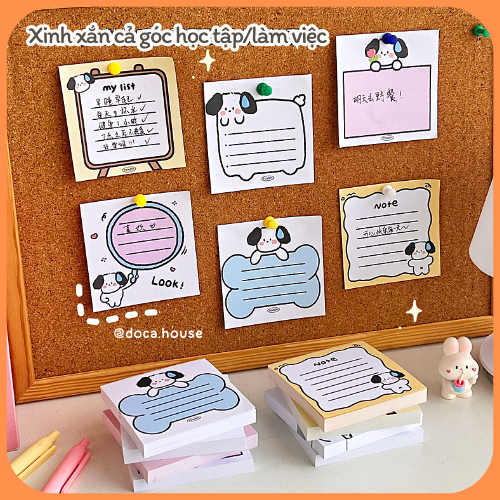 Giấy Ghi Chú, Giấy Note Vuông Họa Tiết Cún Xinh Dễ Thương Không Keo Dính Có Thể Xé Được Dành Cho Học Sinh Sinh Viên