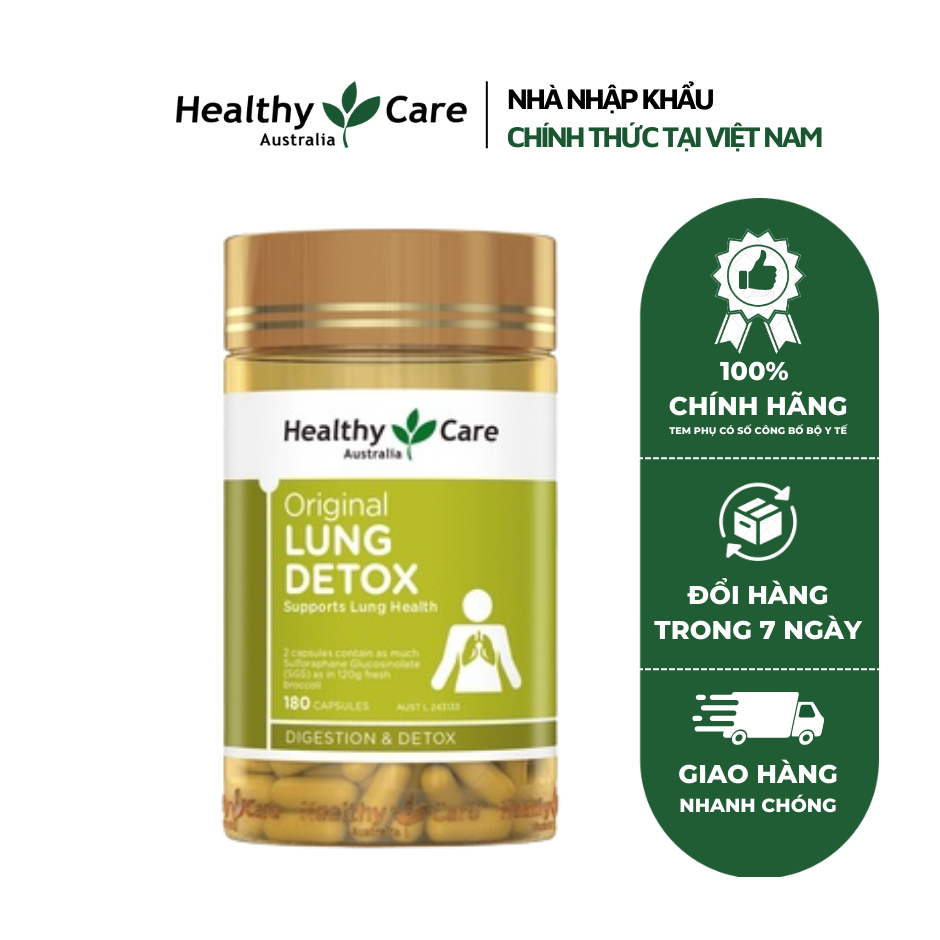 Viên Uống Thải Độc Phổi Healthy Care Lung Detox 180 viên