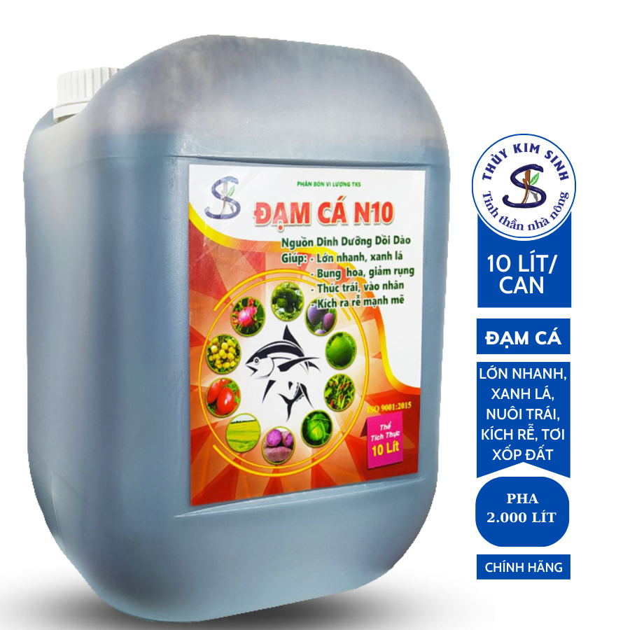 ĐẠM CÁ HƯU CƠ N10 Bung Chồi Ngon, Nuôi Trái Lớn Nhanh, Dưỡng Rễ - 10 Lít