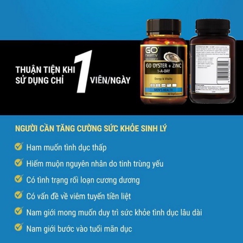 Tinh Chất Hàu GO Healthy Oyster Plus Nội Địa - Tăng cường sinh lý nam giới, sinh lý nam, khả năng ham muốn, yếu sinh lý