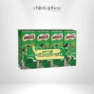 Lốc 4 hộp sữa Milo ống hút giấy vị lúa mạch 180ml