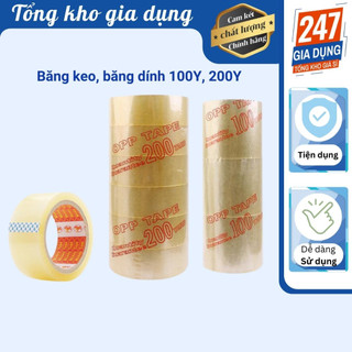 Băng keo, băng dính 100y, 200y 1.8kg dán thùng, đóng gói