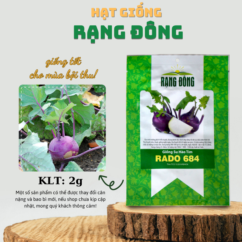 Hạt giống Su Hào Tím trồng quanh năm, dẽ chăm sóc (gói 0.5 gr) - Hạt giống Rạng Đông
