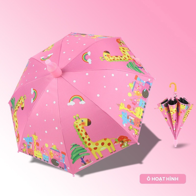 Dù Che Mưa Hoạ Tiết Hoạt Hình Dễ Thương, Ô Che Nắng Cán Dài Cho Bé