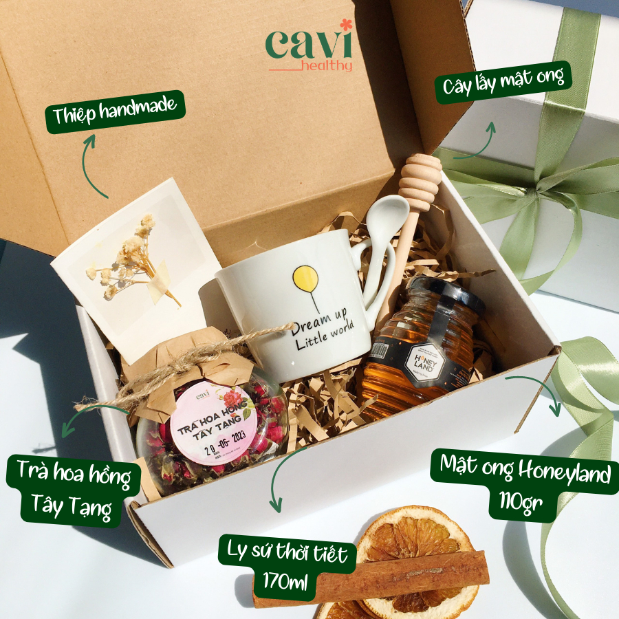 Set Quà Ly Sứ và Trà Hoa Thảo Mộc, Mật Ong, Quà Tặng Sức Khỏe Dịp 20/11, The Chill Box