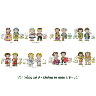 Tranh thêu chữ thập không in màu trên vải Trang phục (29 x 19 cm)