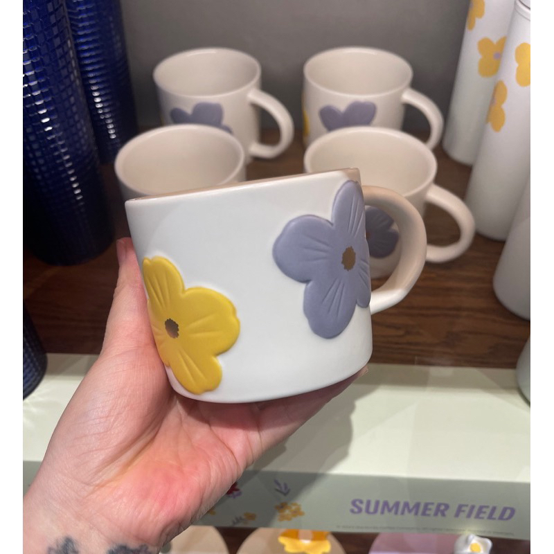 Cốc Sứ Mug 10OZ  Ceramic Emboss Big Flower 2023