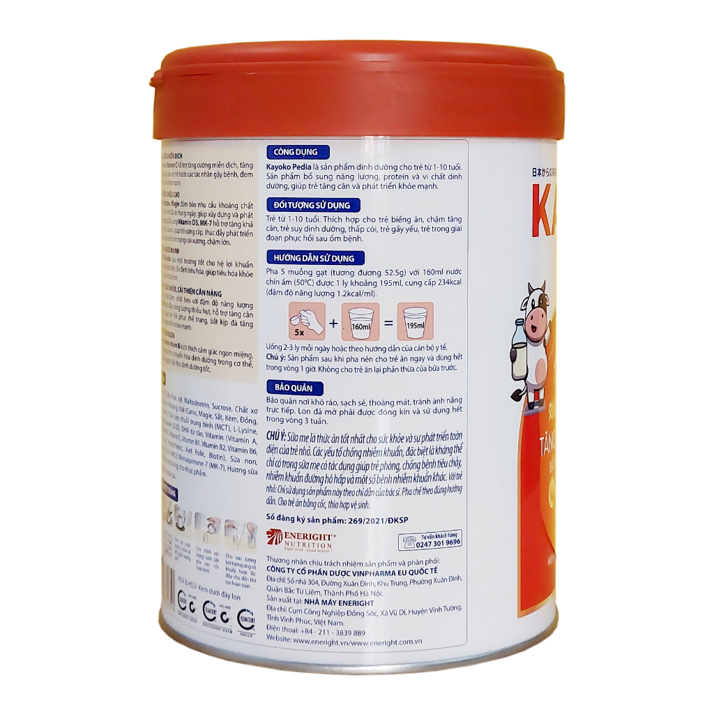 Sữa bột Kayoko Pedia 900g Dành cho trẻ nhẹ cân biếng ăn.