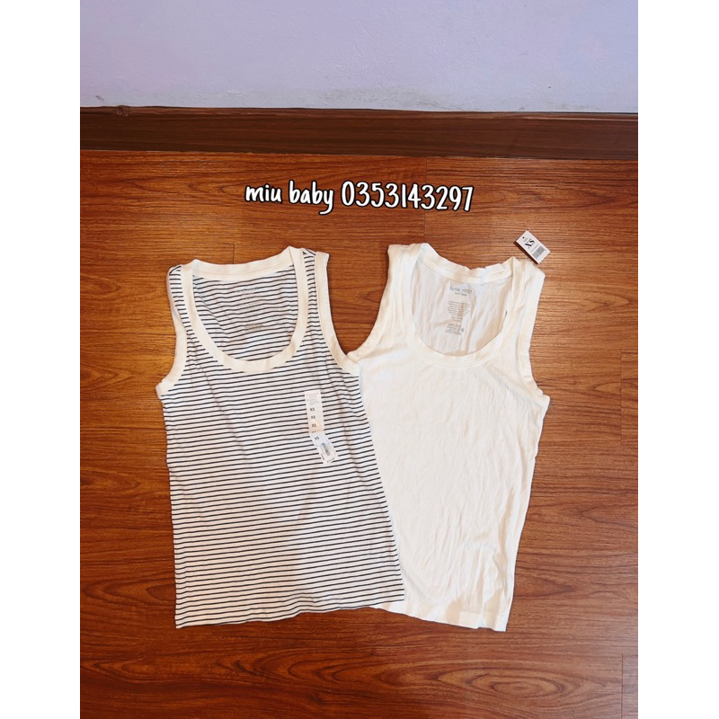 Áo sát nách 2 màu trắng trơn và kẻ dư xin cho mẹ, chất đẹp, phối đồ sang