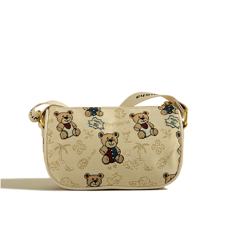 🌸Hàng Order🌸 Túi Xách Muzi&kai Chính Hãng Da Vải Hoạ Tiết Gấu Dây Đeo Bản To Sang Chảnh Nữ Tính 🌸 Quảng Châu