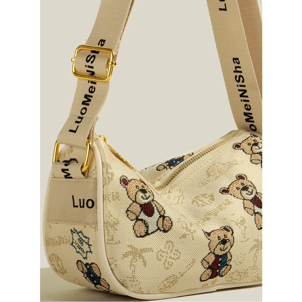 🌸Hàng Order🌸 Túi Xách Muzi&kai Chính Hãng Da Vải Hoạ Tiết Gấu Dây Đeo Bản To Sang Chảnh Nữ Tính 🌸 Quảng Châu