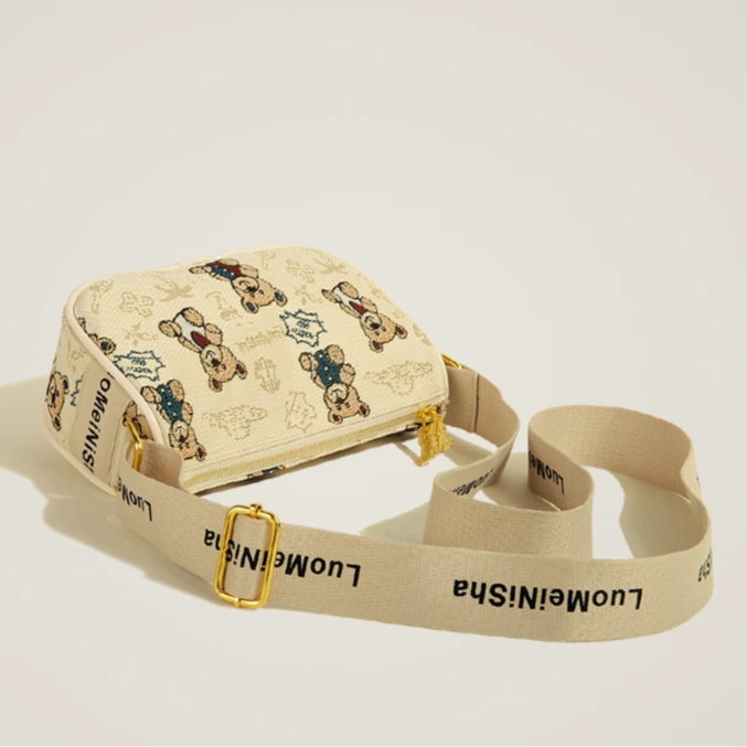 🌸Hàng Order🌸 Túi Xách Muzi&kai Chính Hãng Da Vải Hoạ Tiết Gấu Dây Đeo Bản To Sang Chảnh Nữ Tính 🌸 Quảng Châu