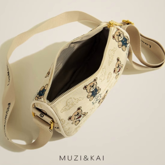 🌸Hàng Order🌸 Túi Xách Muzi&kai Chính Hãng Da Vải Hoạ Tiết Gấu Dây Đeo Bản To Sang Chảnh Nữ Tính 🌸 Quảng Châu