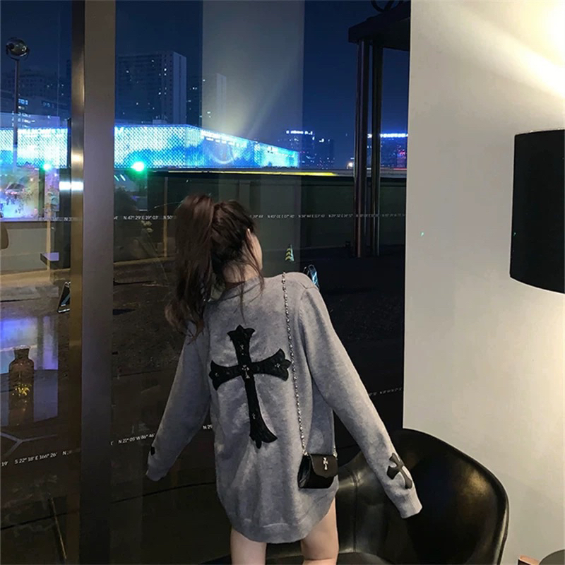 Áo Khoác, Áo Cardigan Len Thêu Logo Chrome Sang Chảnh