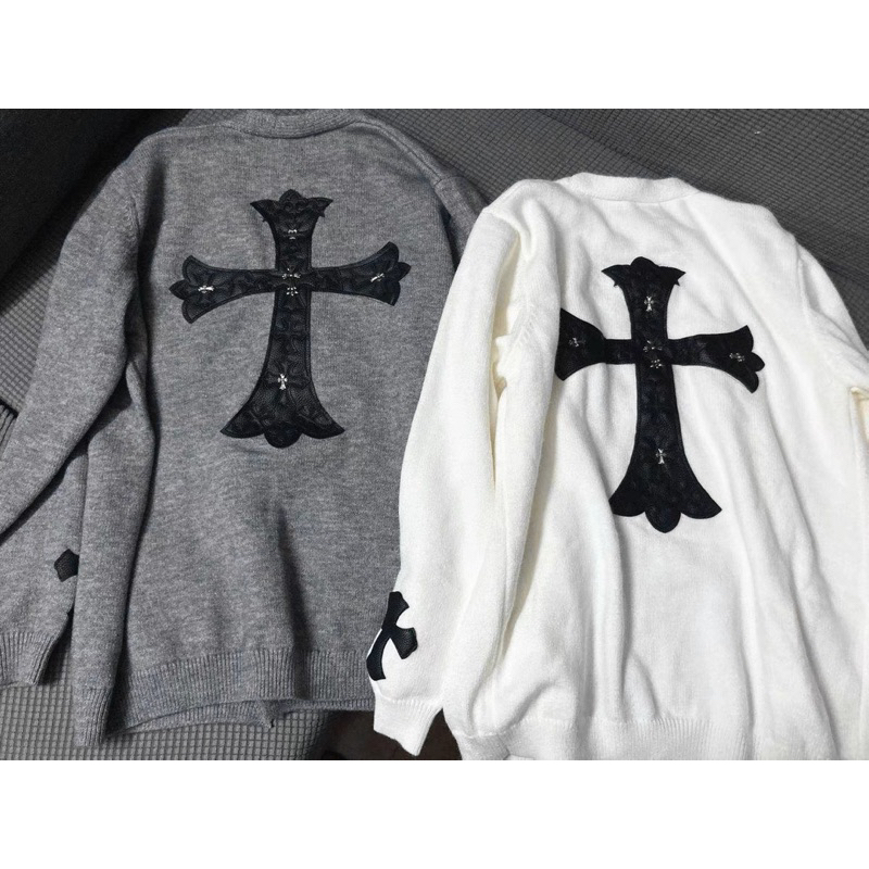 Áo Khoác, Áo Cardigan Len Thêu Logo Chrome Sang Chảnh