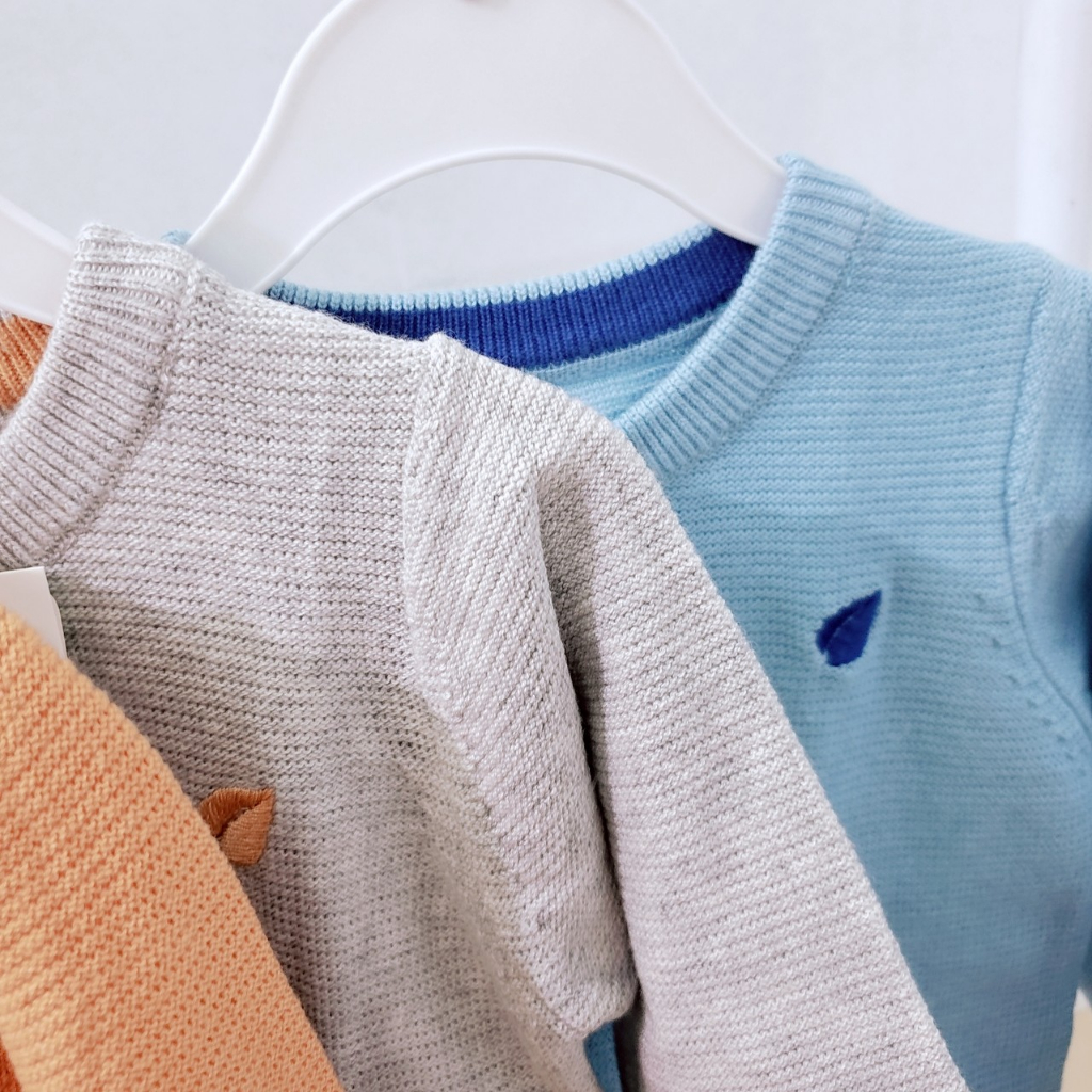 Áo len thu đông dài tay cổ tròn chui Lullaby mẫu 2022 xả hàng len đẹp mềm mại cho bé trai bé gái 12 tháng - 4 tuổi