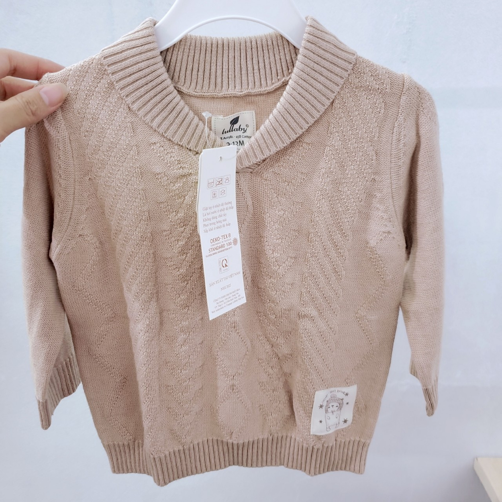 Áo len thu đông dài tay cổ tròn chui Lullaby mẫu 2022 xả hàng len đẹp mềm mại cho bé trai bé gái 12 tháng - 4 tuổi