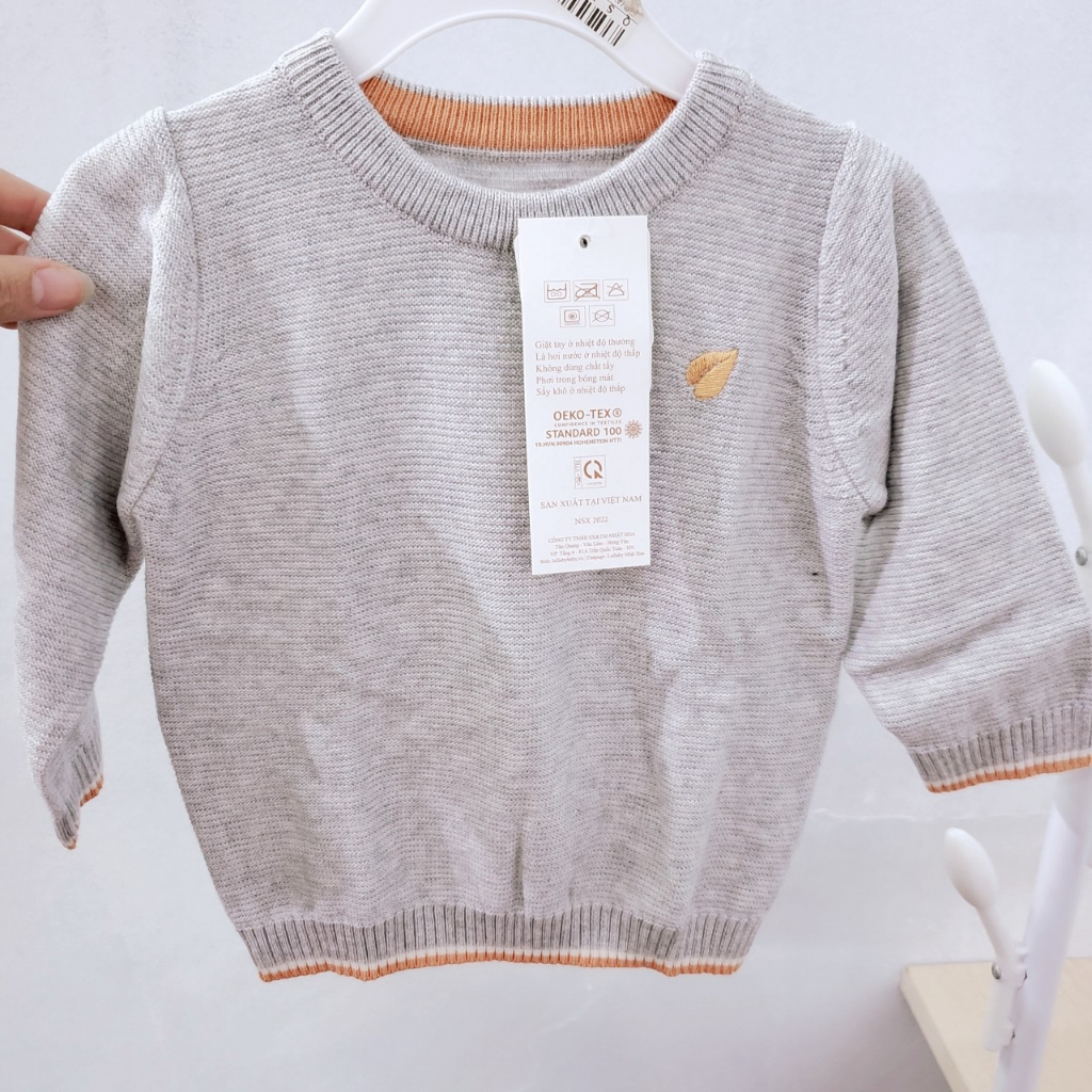 Áo len thu đông dài tay cổ tròn chui Lullaby mẫu 2022 xả hàng len đẹp mềm mại cho bé trai bé gái 12 tháng - 4 tuổi