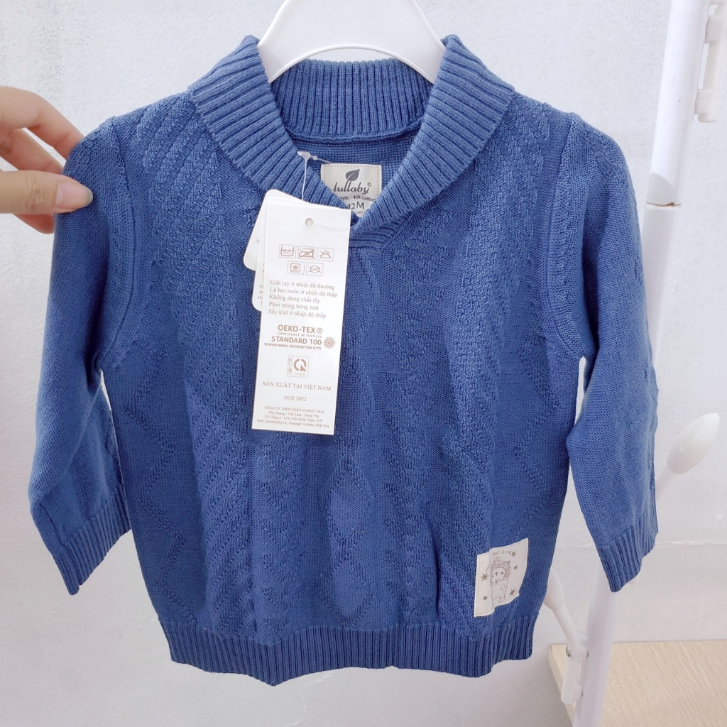 Áo len thu đông dài tay cổ tròn chui Lullaby mẫu 2022 xả hàng len đẹp mềm mại cho bé trai bé gái 12 tháng - 4 tuổi