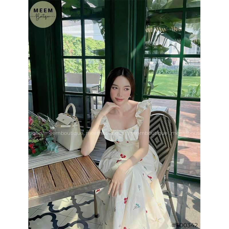 Váy Đầm Cánh Tiên Cổ Vuông Dáng Dài Xoè Thướt Tha(có lót có mút ngực)