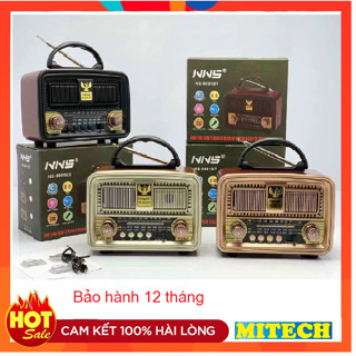 Đài radio NNS-8091BT bluetooth FM-AM/FM/SW cổ điển, loa to, pin sạc, Loa Đài Nghe Nhạc Cho Người Già