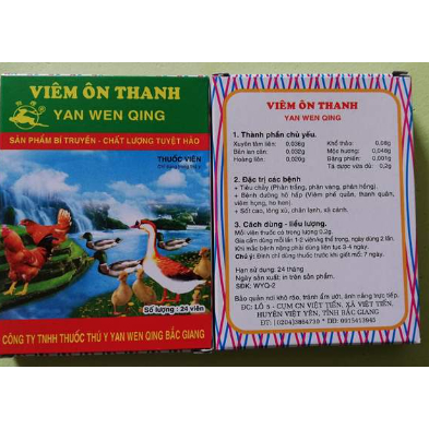 VIÊM ÔN THANH Cho Gà Viêm Họng, Viêm Phế Quản, Sốt Cao, Tiêu Chảy, Dùng Được Cho Gà, Vịt, Chim -  Vỉ 24 Viên
