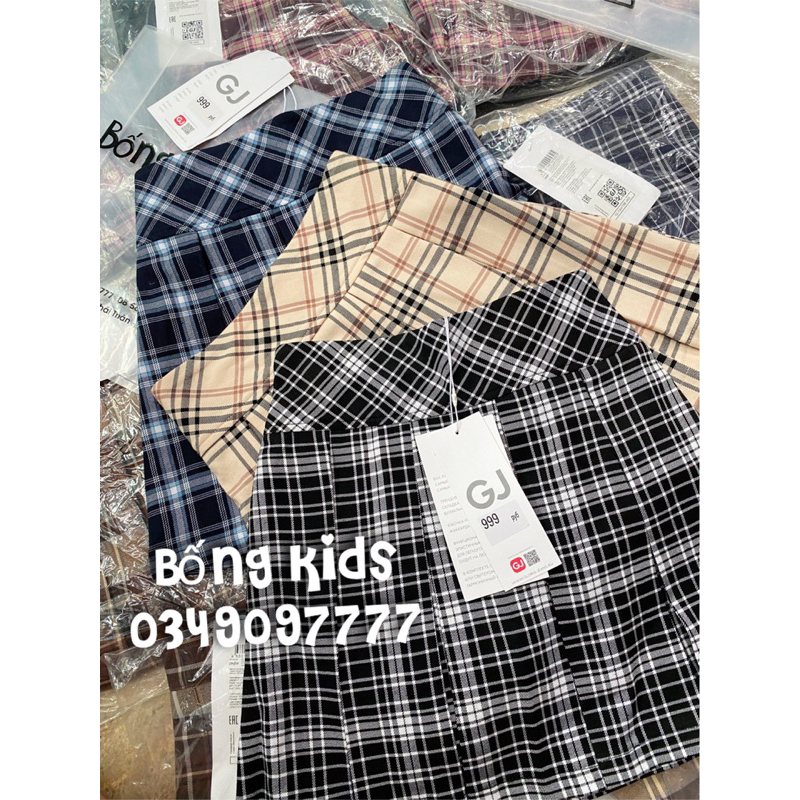 Chân Váy Bé Gái Đồng Phục Cạp Chun Kẻ Ô GÊ