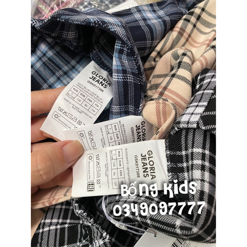 Chân Váy Bé Gái Đồng Phục Cạp Chun Kẻ Ô GÊ