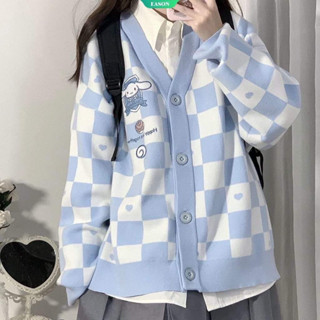 Hàng Sẵn- Áo Khoác Cardigan Dáng Dài Bigsz From Rộng Cổ V Phối Karo Thêu Thỏ Siêu Cute Phù Hợp Mọi Lứa Tuổi Nvn.Store