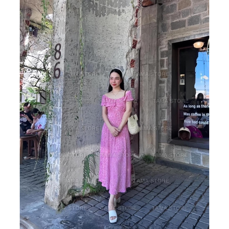 Váy hoa dáng dài hãng Mango auth