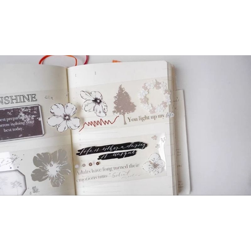 Krisna.room ♡ Jenny studio- Chu kì 125cm cuộn băng dán PET tape hoa và câu chữ