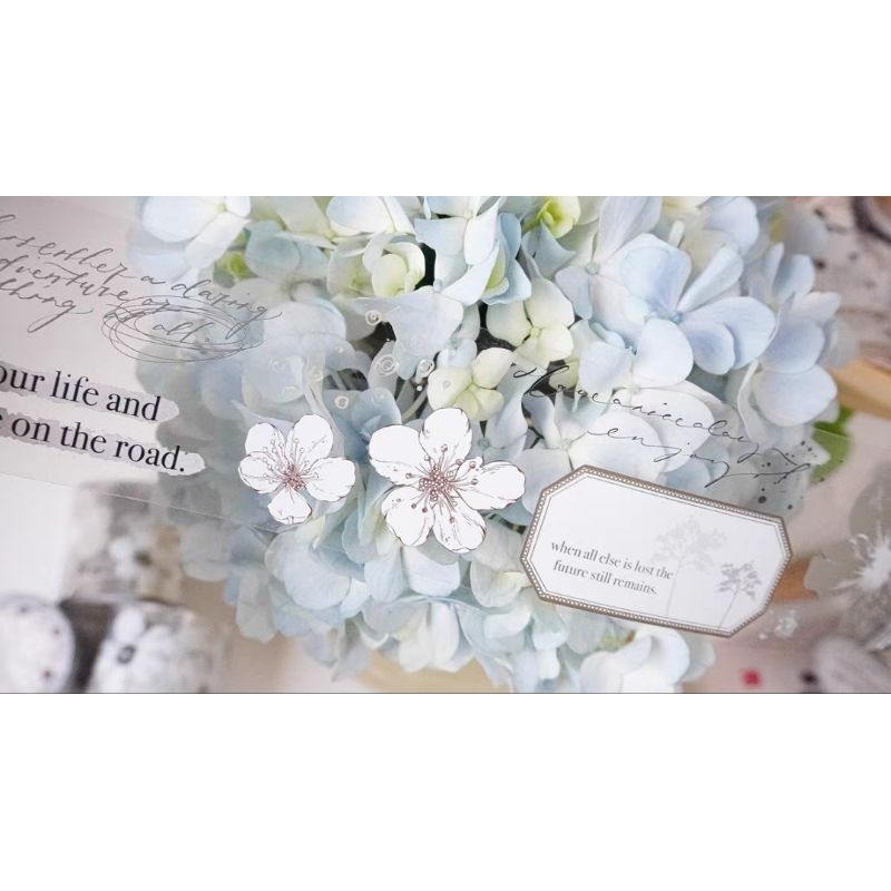 Krisna.room ♡ Jenny studio- Chu kì 125cm cuộn băng dán PET tape hoa và câu chữ